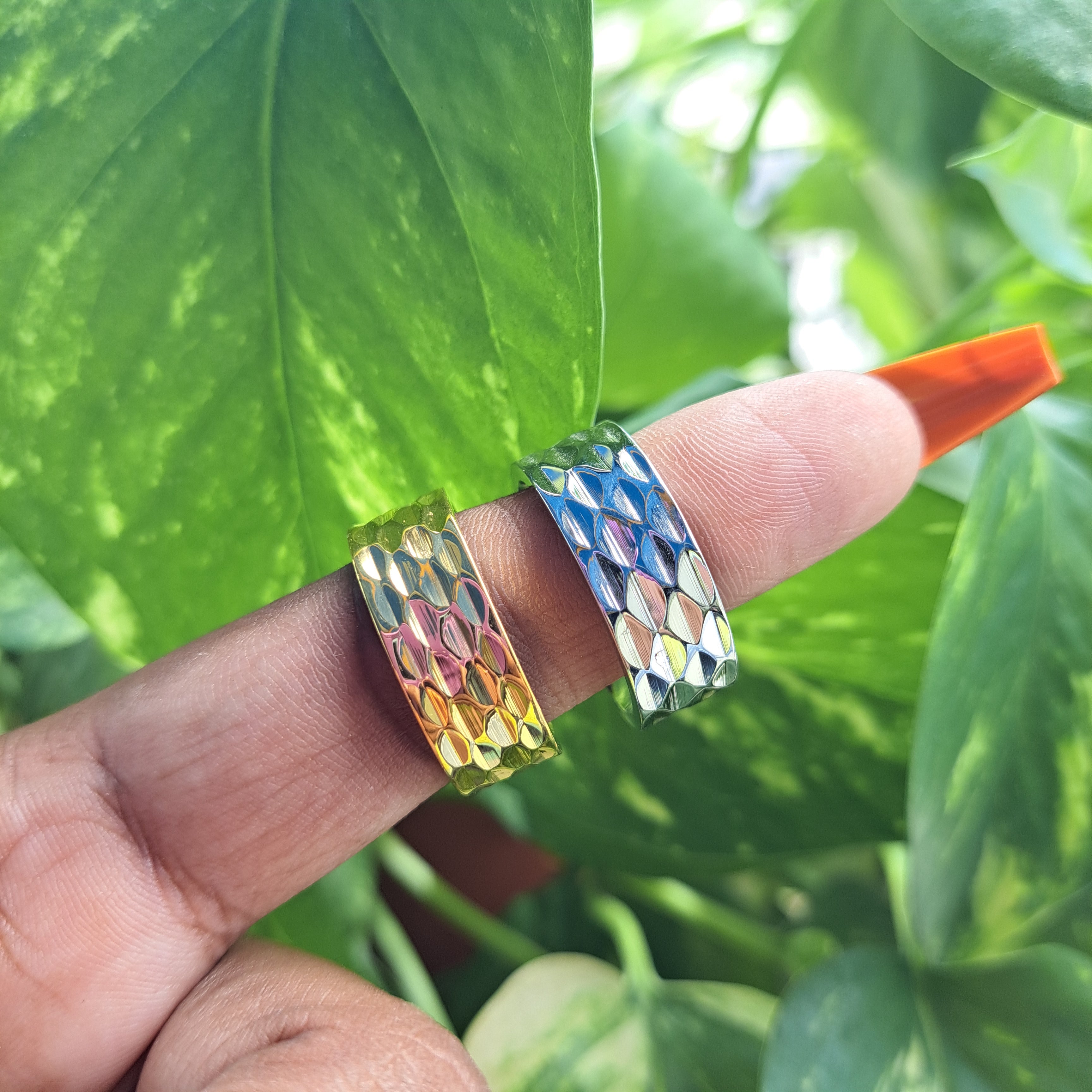 Dashed Cut Stainless Steel Ring