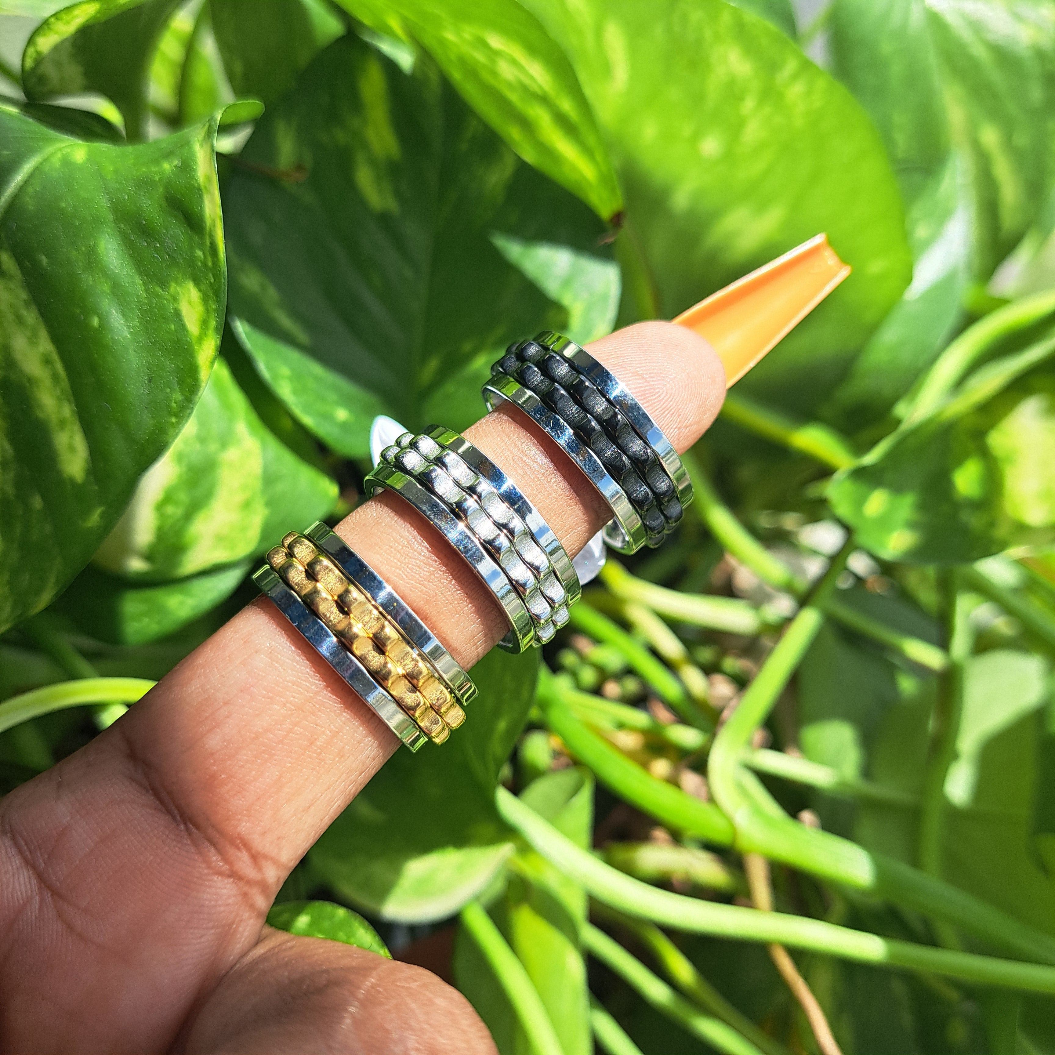 Rotating/Spinner 2 Layer Stainless Steel Silver 8mm Ring