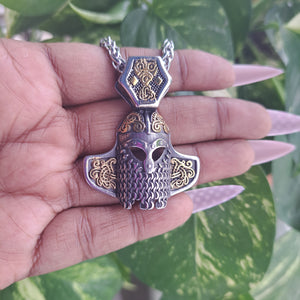 Viking Warrior Helmet Stainless Steel Necklace_Pattern