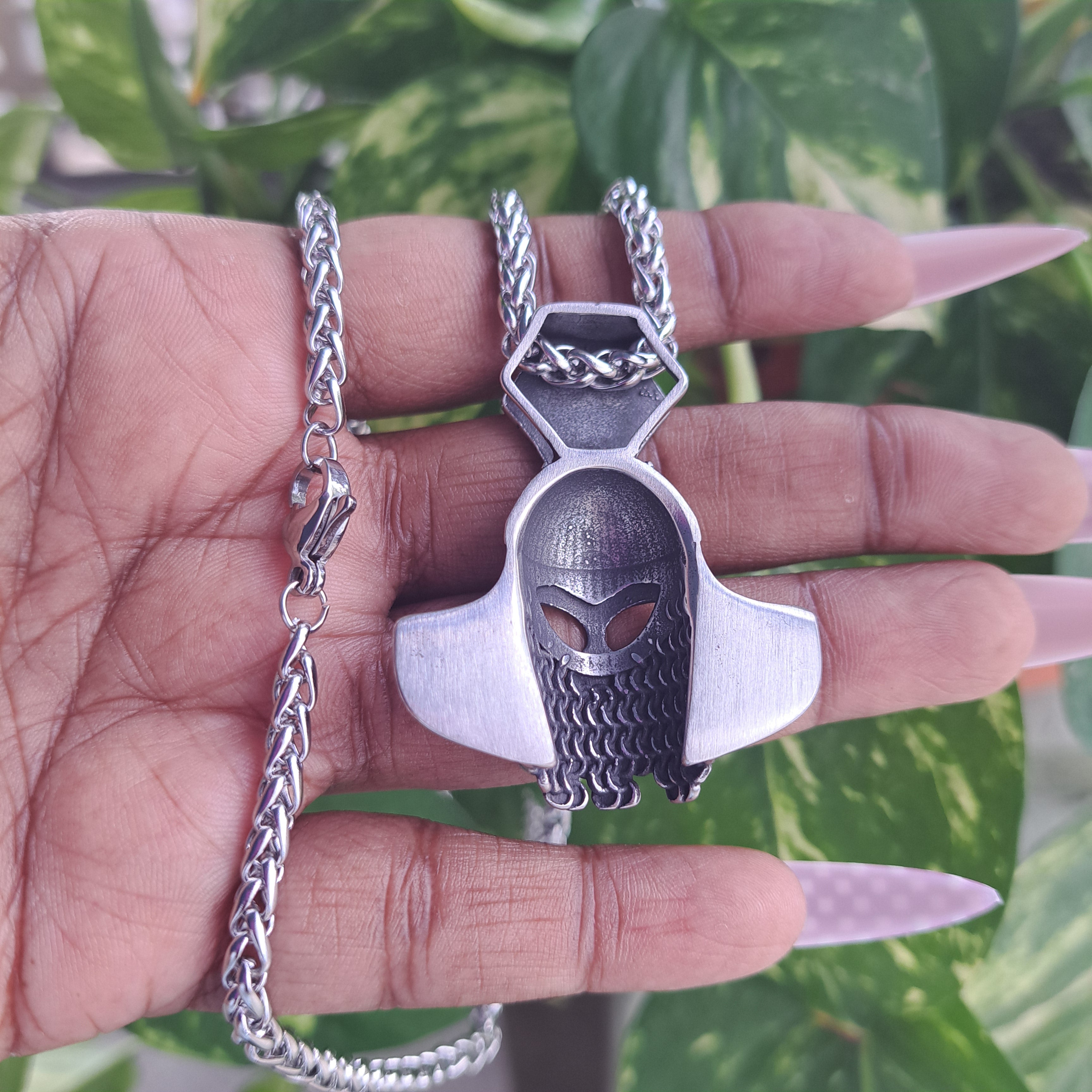 Viking Warrior Helmet Stainless Steel Necklace_Pattern