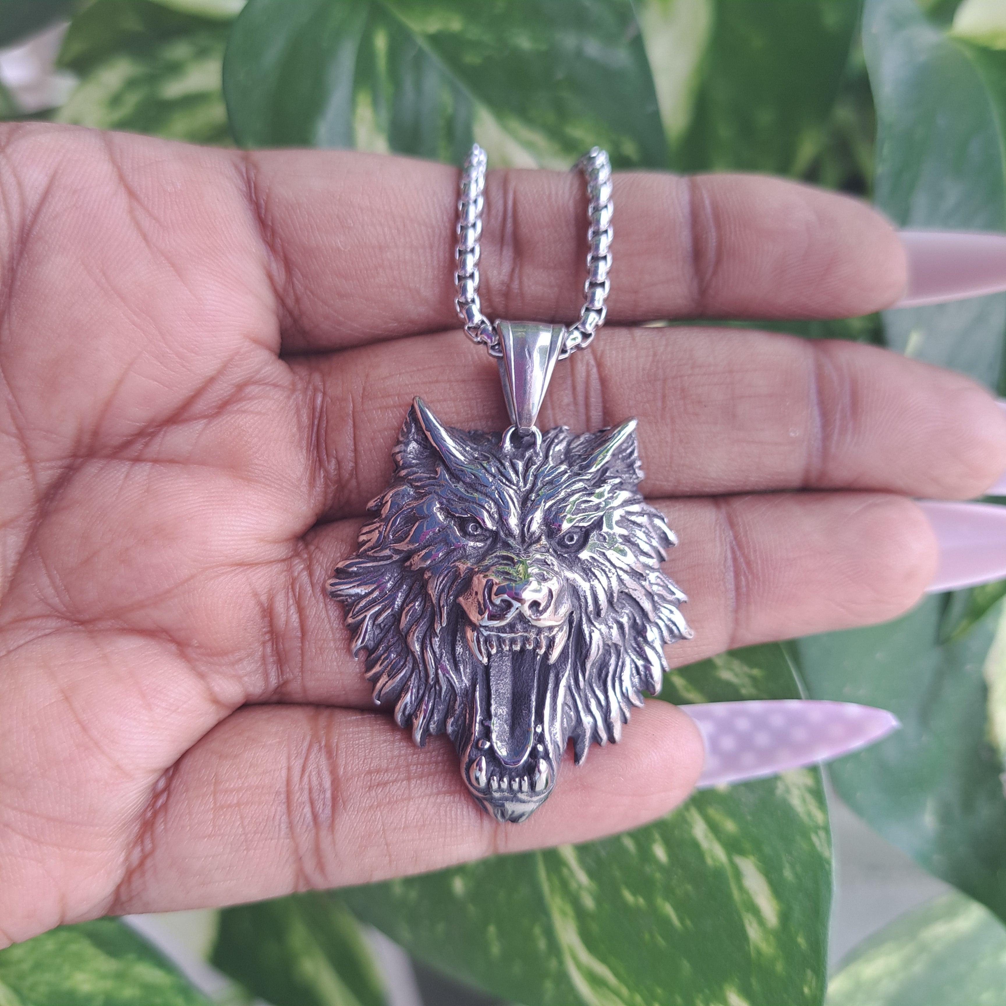 Viking Wolf Stainless Steel Necklace_Pattern