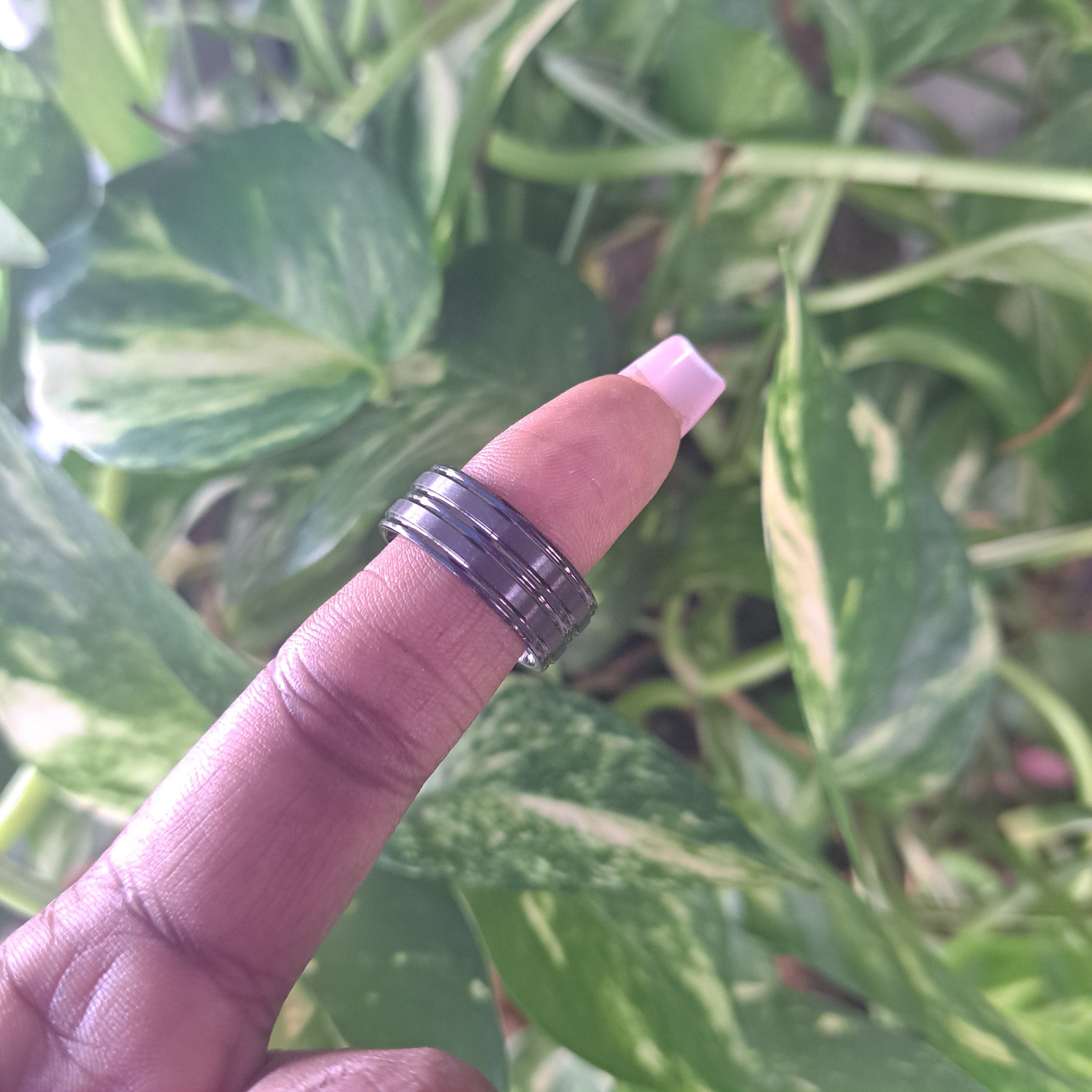 Indents 3 Strips Stainless Steel 8mm Ring