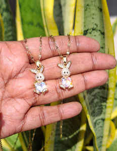 Bunny Multi Rhinestones Big Crystal Stainless Steel Necklace