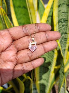 Heart Multi Rhinestones Big Crystal Stainless Steel Necklace_Pink Heart with Arrow