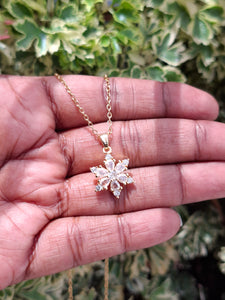 Snowflake Big Rhinestones Stainless Steel Necklace