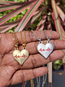 Couples Heart Magnetic Puzzle Stainless Steel Necklaces