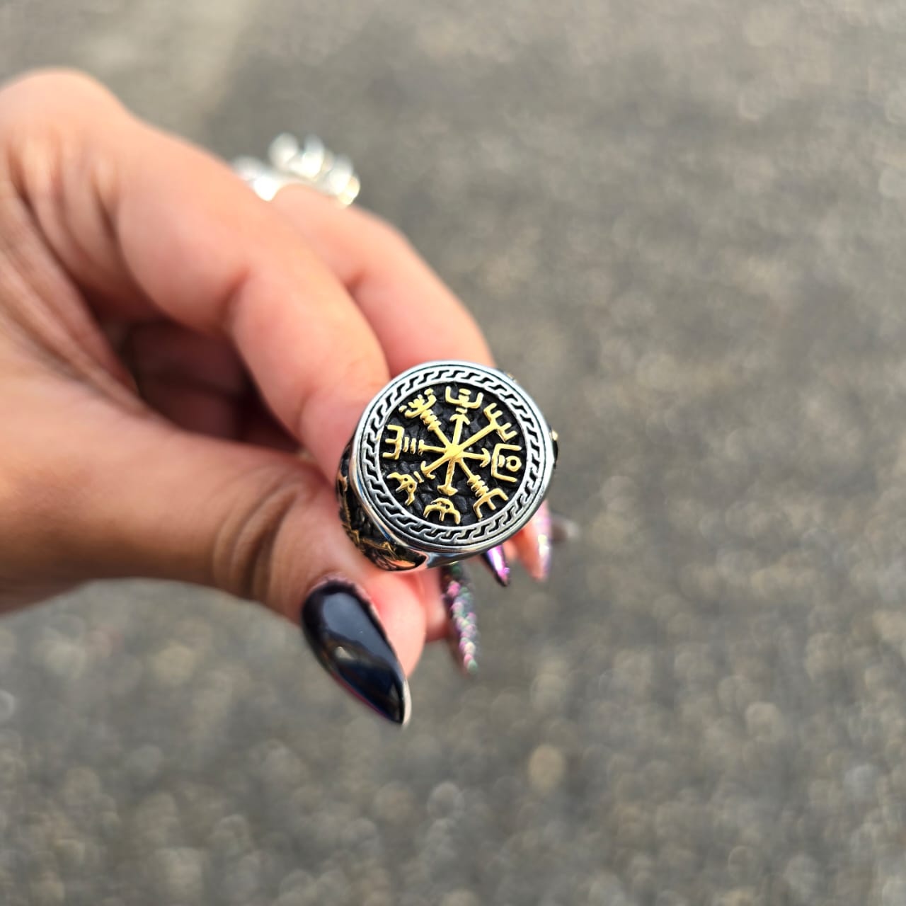 Viking Compass/4Axes Stainless Steel Ring_Top 20mm