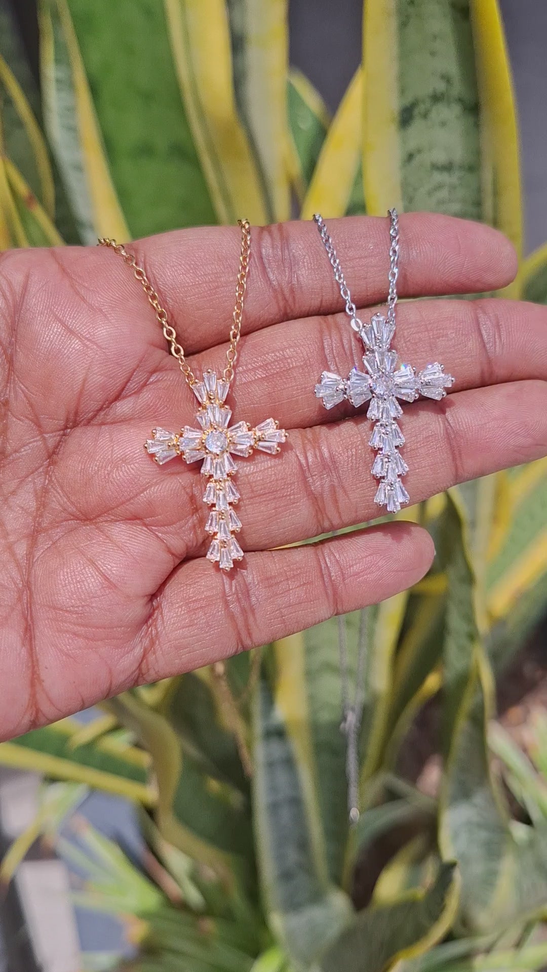 Cross Stunning Rhinestones Stainless Steel Necklace