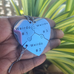 Couples Weirdo Heart Puzzle Stainless Steel Necklaces Set