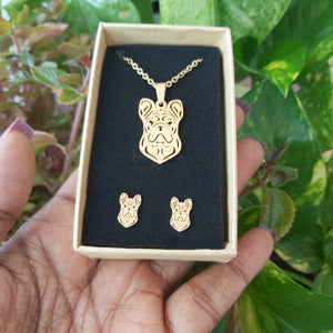 Elephant, Bull Dog, Butterfly Animal Insect Necklace & Earrings Stainless Steel Set