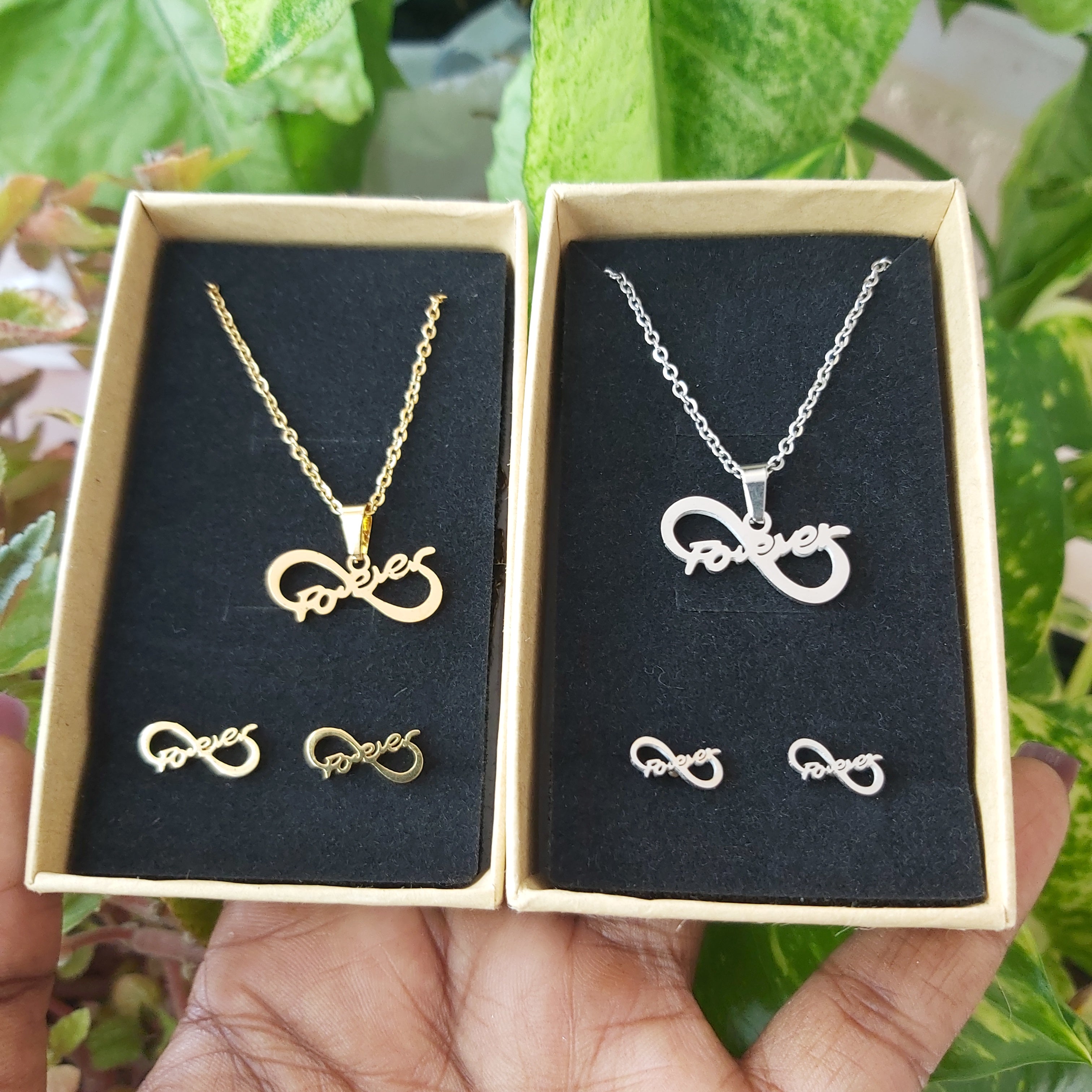 Infinity Forever Necklace & Earrings Stainless Steel Set