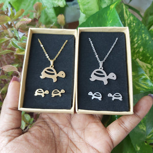 Turtle Animal Necklace, Bracelet & Earrings Stainless Steel Sets