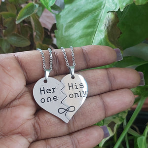 Couples Weirdo1&2, One/Only Infinity Heart Stainless Steel Necklaces