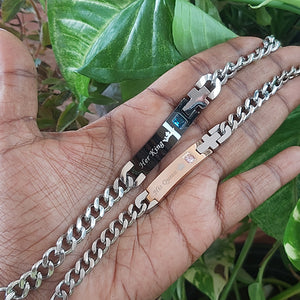 Couples Cross Stainless Steel Bracelets_King/Queen, Beauty/Beast, Hers/Mines