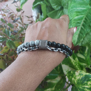 2 Layer Bead Punk Stainless Steel Bracelet