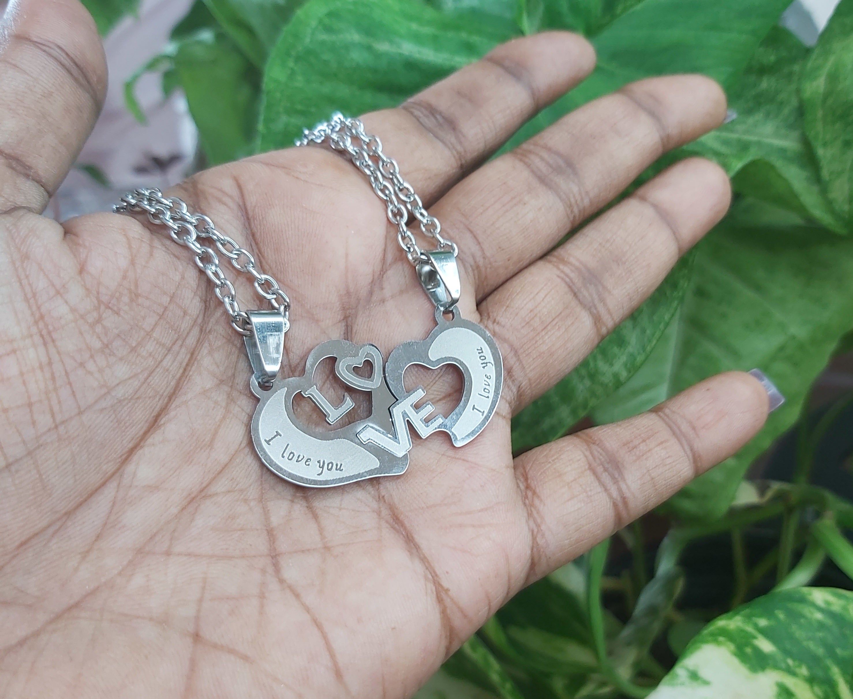Couples I Love You Heart Puzzle Key Stainless Steel Necklaces