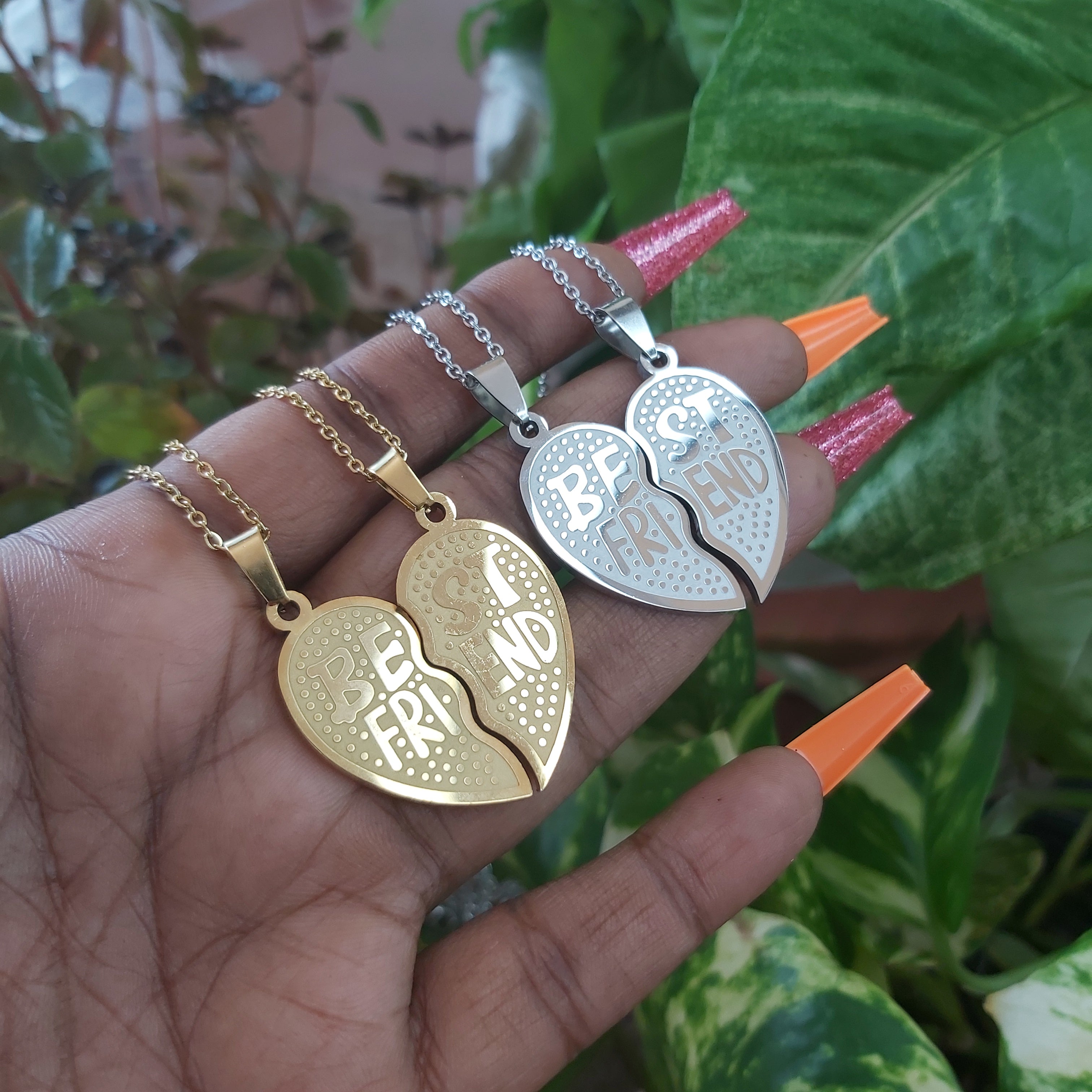 Best Friends/BF Heart Puzzle Stainless Steel Necklaces
