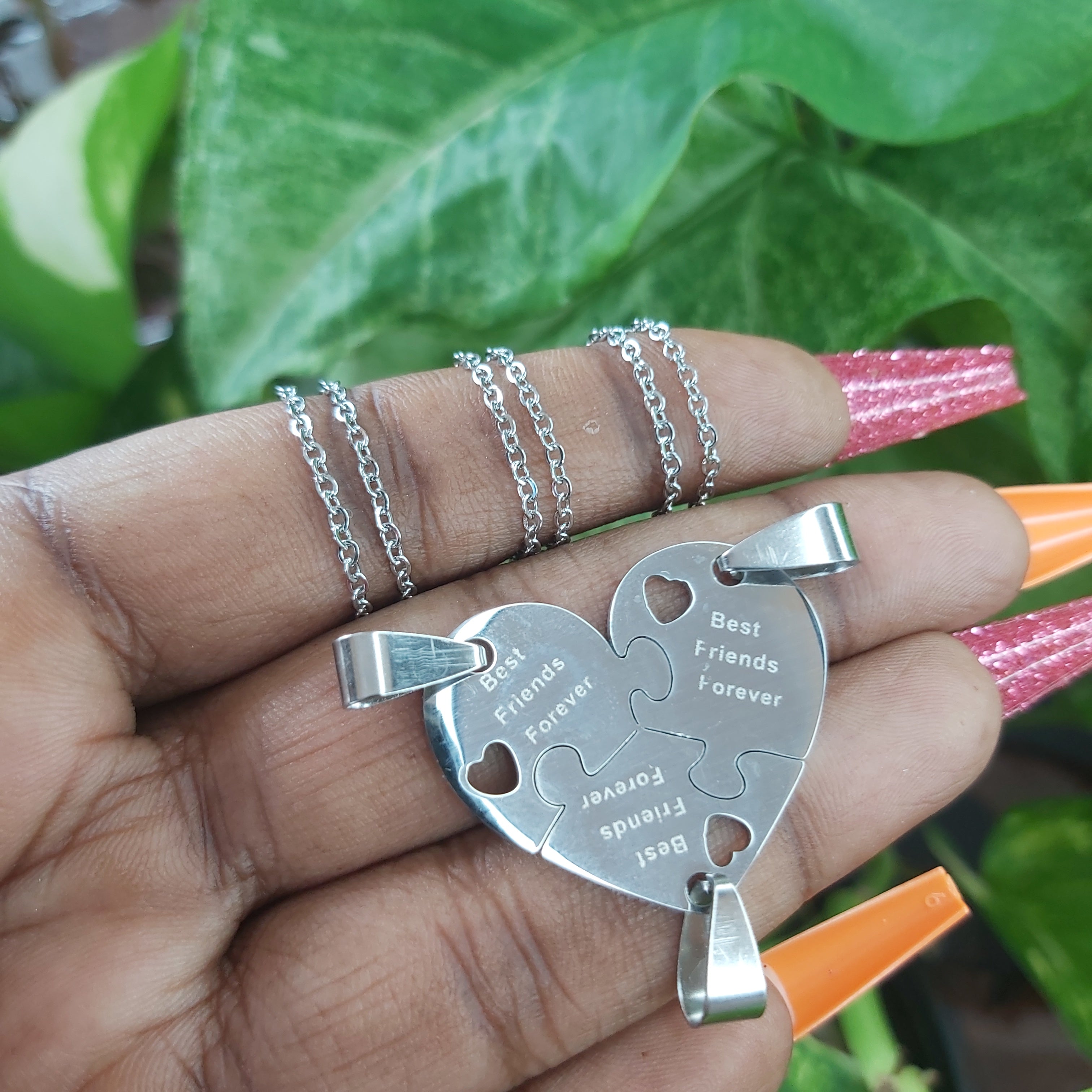 Best Friends/BFF Heart/Square Puzzle Stainless Steel Necklaces