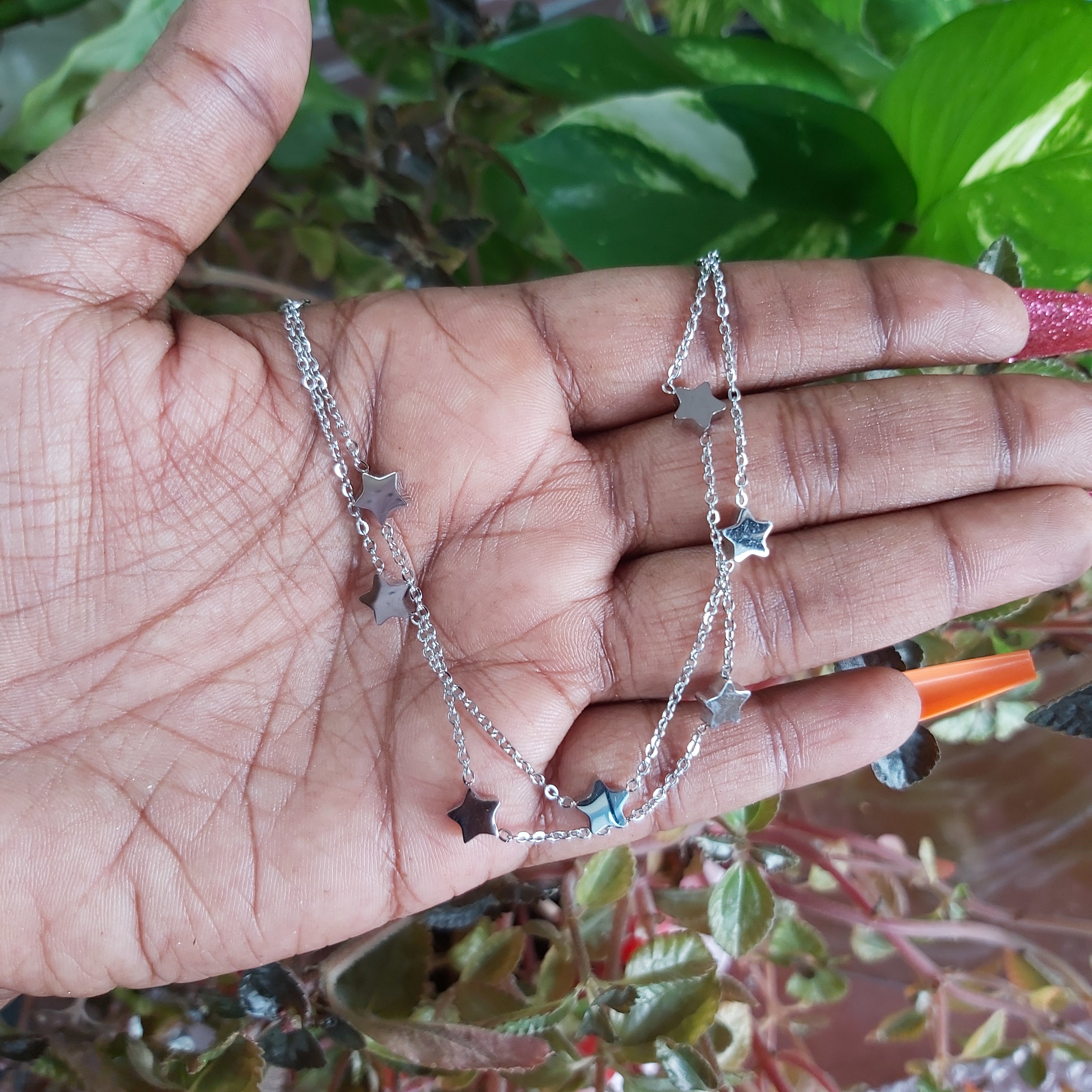 2 Layer Hearts, Stars Stainless Steel Bracelet