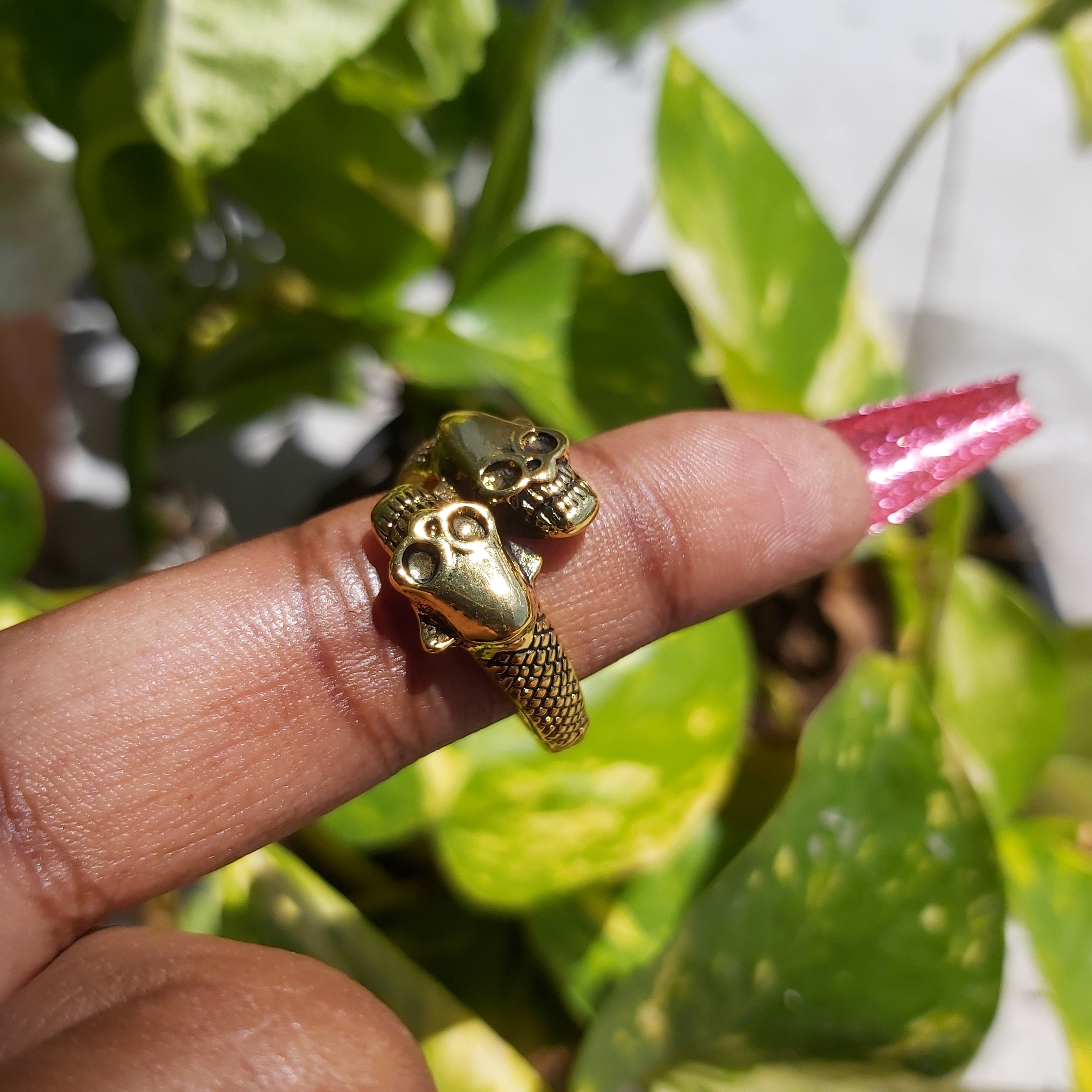 Punk Double Skull Stainless Steel Adjustable Ring