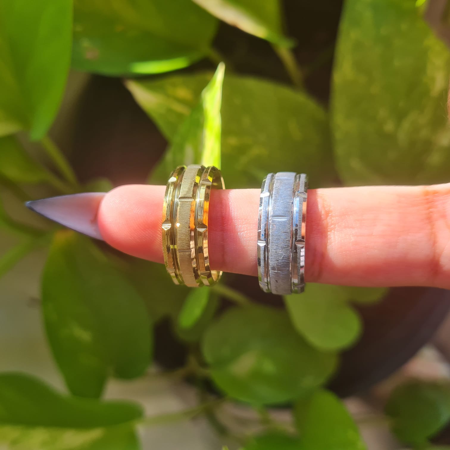 Brick Line Pattern Stainless Steel 8mm Ring