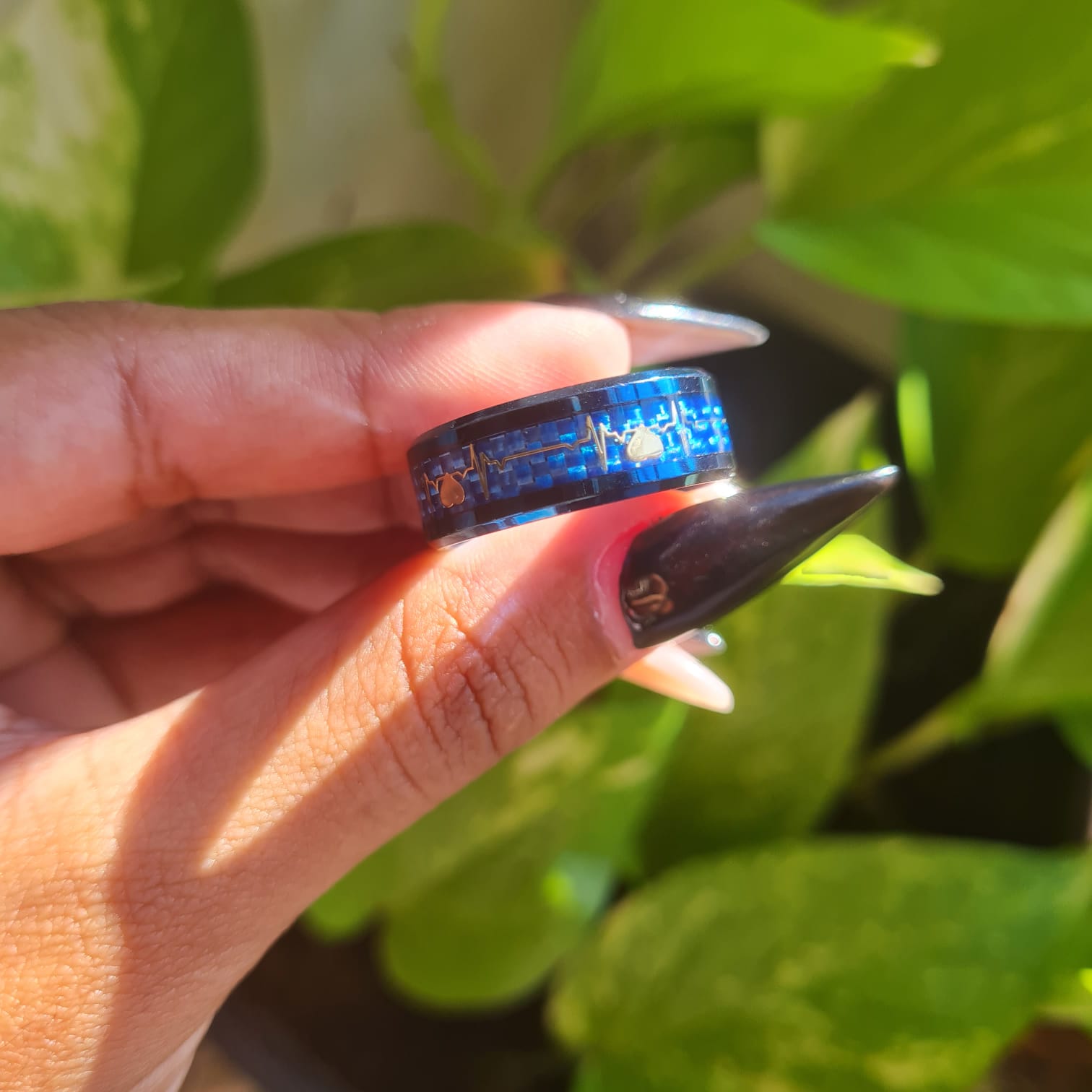 Heart Beat Pulse Stainless Steel 8mm Ring