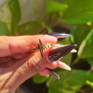 Heartbeat/Pulse Rose Planet/Earth Adjustable Gold Stainless Steel Ring