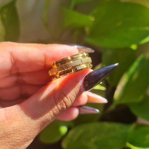Brick Line Pattern Stainless Steel 8mm Ring