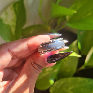 Brick Line Pattern Stainless Steel 8mm Ring