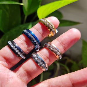Rhinestone Stainless Steel 6mm Ring